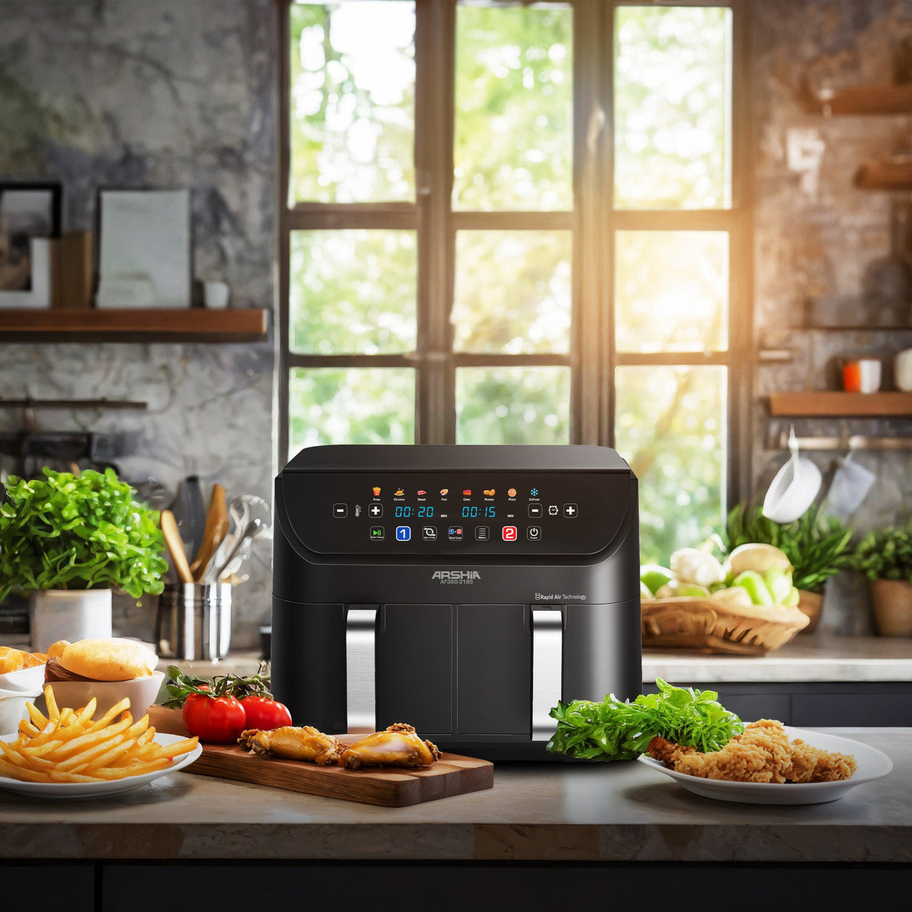 ARSHIA Twin Basket Air Fryer 9L ARSHIA Twin Basket Air Fryer 9L