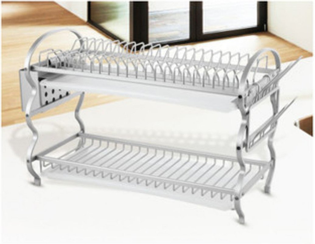 Arshia Large Aluminum Dish Rack with 2 trays Arshia Large Aluminum Dish Rack with 2 trays