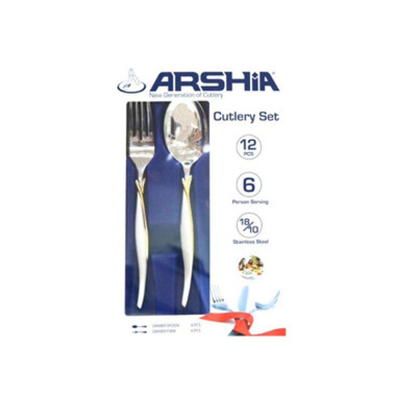 Arshia Dinner Spoon and Fork Set 12pcs - Silver