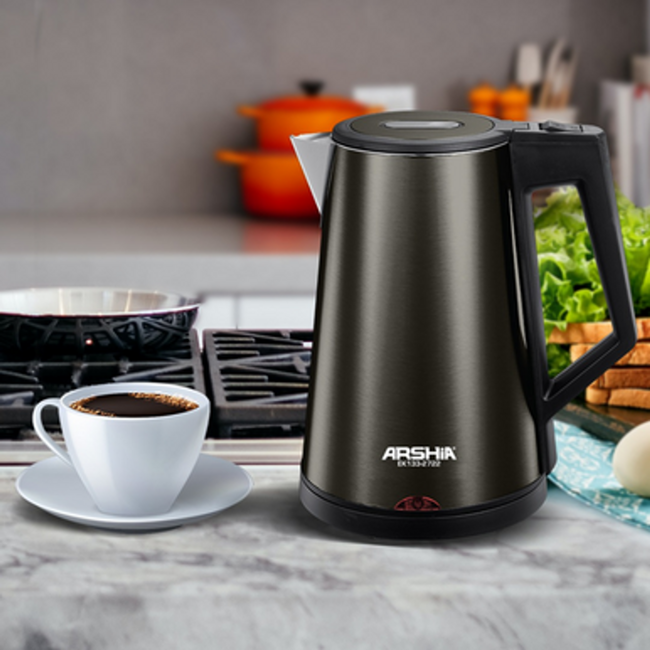 Arshia Electric Stainless Steel Kettle 1800W - Black Arshia Electric Stainless Steel Kettle 1800W - Black