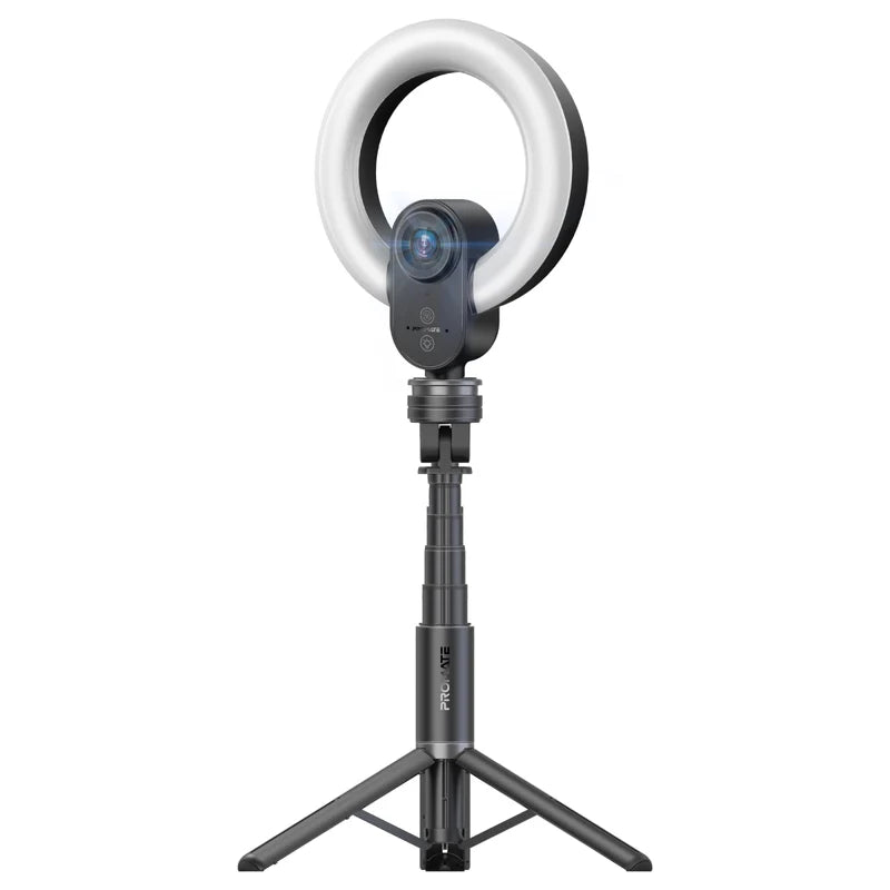 Promate VistaCam 2K Ultra-HD Webcam with Built-in Mic & Ring Light and detachable Tripod