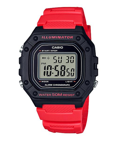 Casio, W-218H-4BVDF, Men's Watch - Red Resin Casio, W-218H-4BVDF, Men's Watch - Red Resin