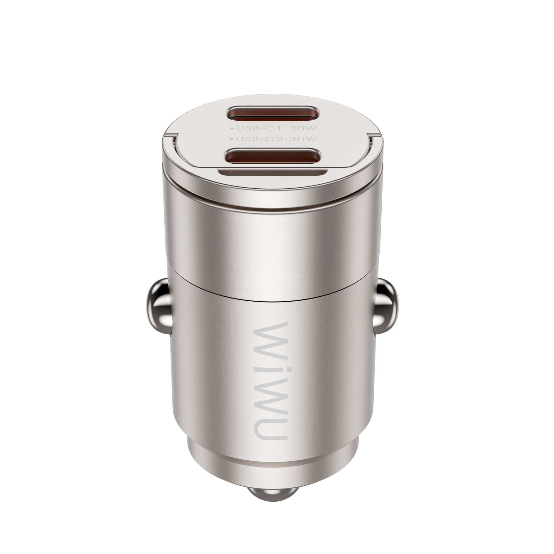WIWU Nano Dual C 30W Fast Car Charger Compact & Powerful - Titanium