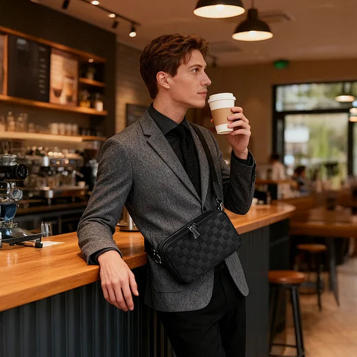 WiWU Master Genuine Leather Fingerprint Lock Crossbody Bag