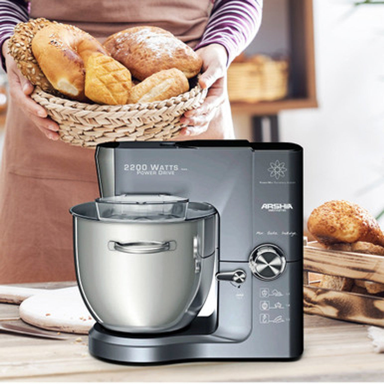 Arshia Planetary Stand Mixer 10L 8 Speeds + 3 Attachments Arshia Planetary Stand Mixer 10L 8 Speeds + 3 Attachments