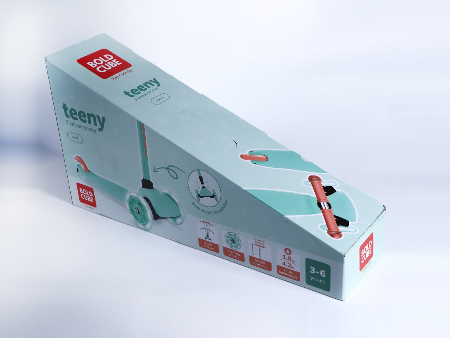 Boldcube – سكوتر ثلاث عجلات للأطفال 3-6 سنوات | لون نعناعي