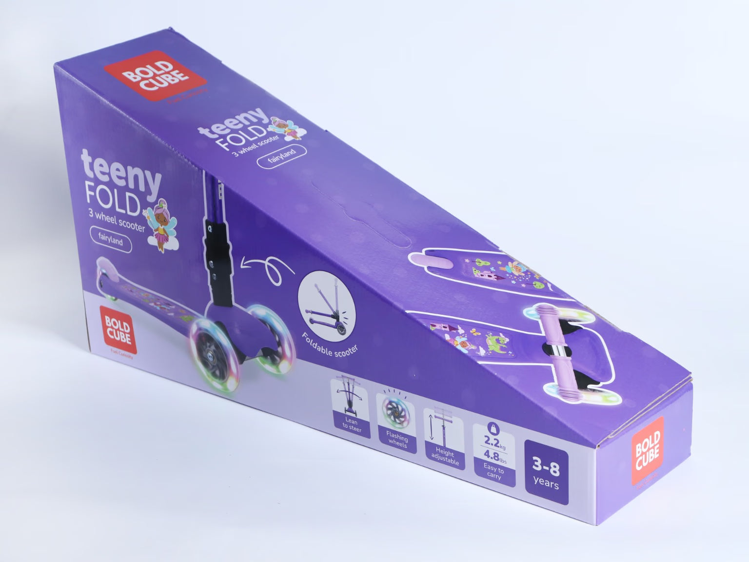 Boldcube – سكوتر قابل للطي للأطفال 3-8 سنوات | لون أرجواني