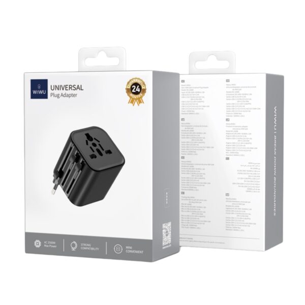 WiWU 2500W Universal Travel Adapter – Black
