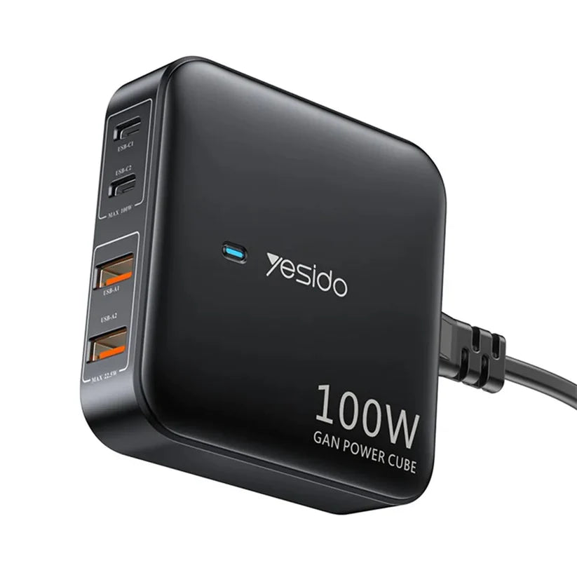 YESIDO 100W GaN Desktop YESIDO Charger Multi-Port Wall Charger Adapter Compatible with PD / PPS / QC Protocols - EU Plug