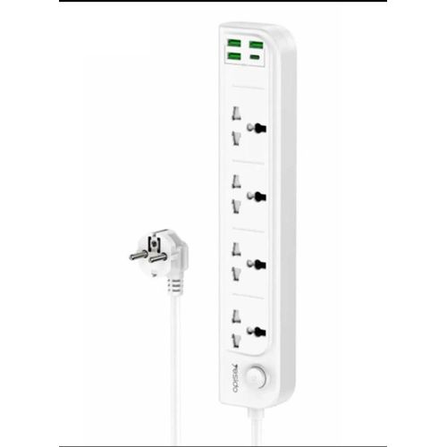 Yesido Power Strip 4 Sockets 2M with 3 USB-A & PD 15W Charging 