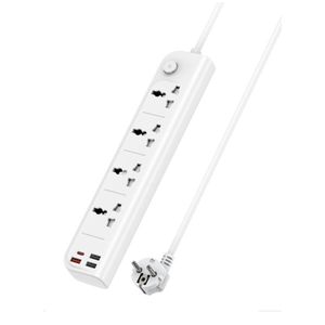 Yesido Power Strip 4 Sockets 2M with 3 USB-A & PD 15W Charging - White