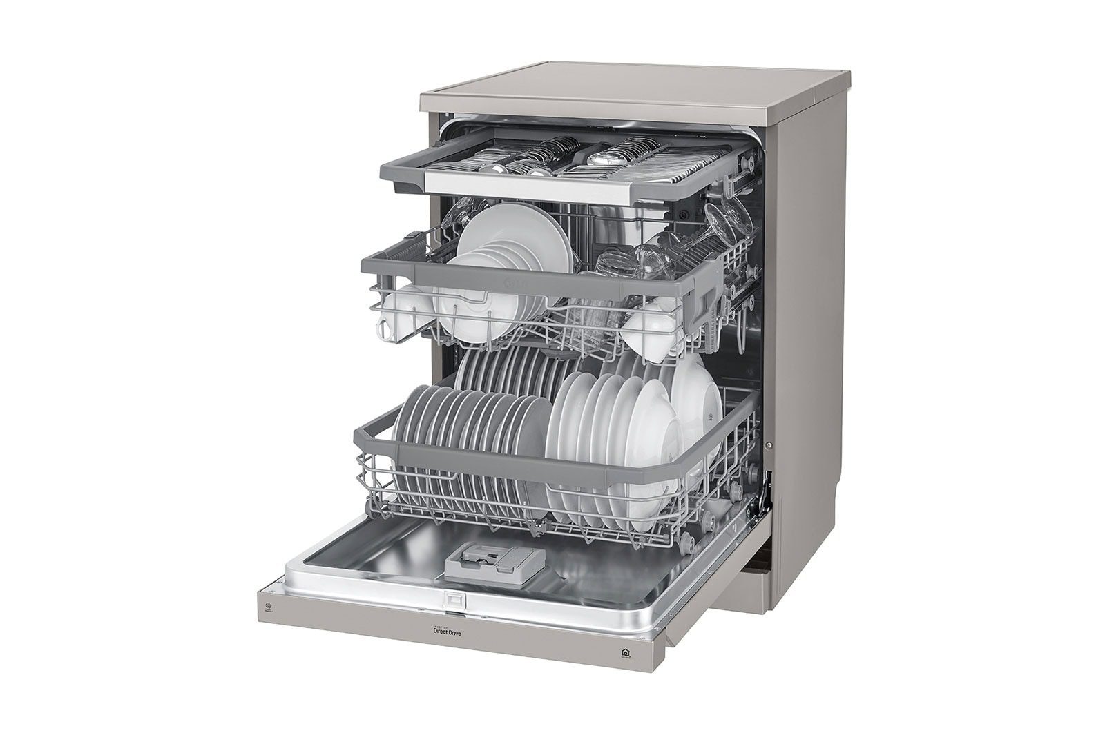 LG QuadWash Steam Dishwasher 14 Place Settings Platinum Silver ThinQ (DFB425FP)