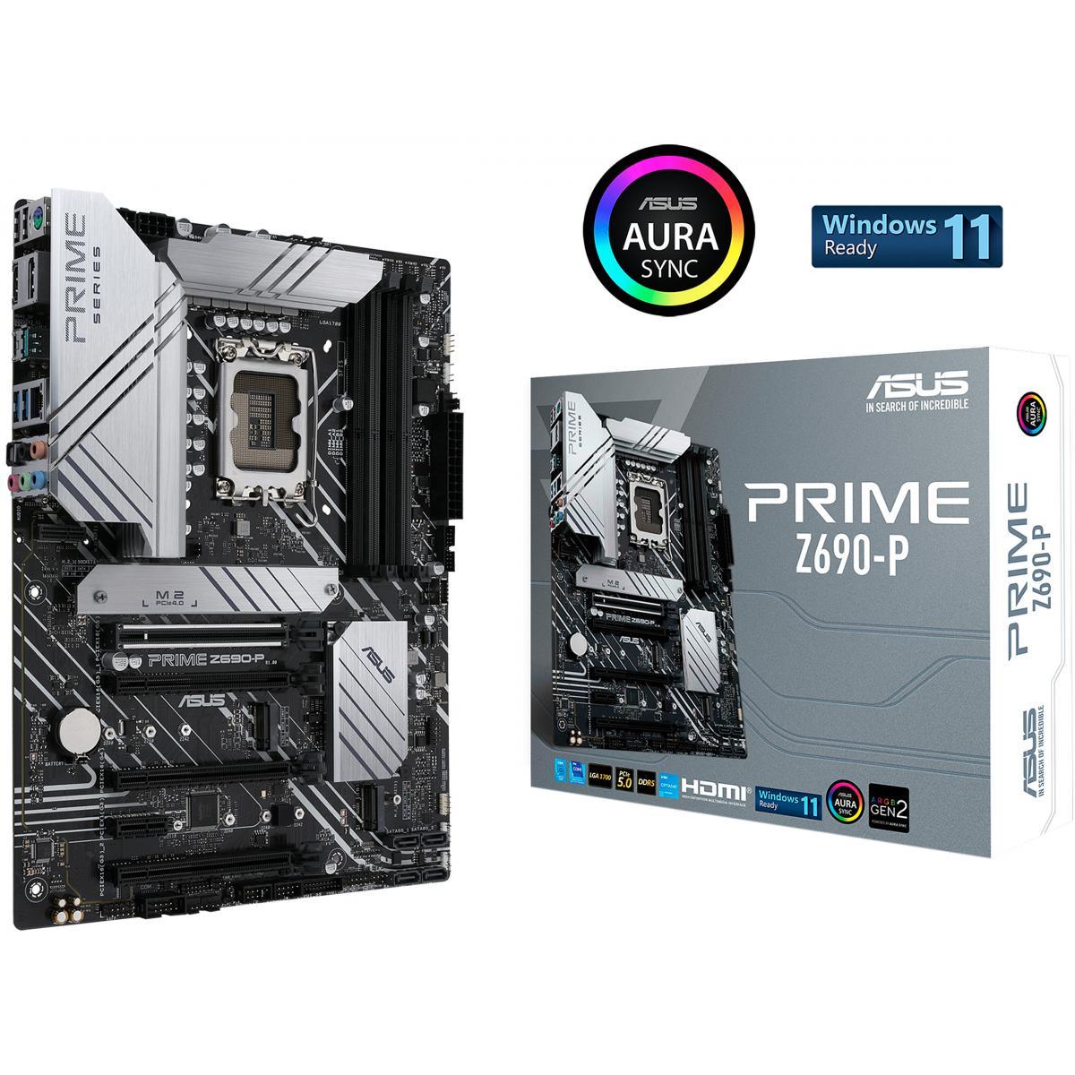 لوحة أم ASUS PRIME Z690-P WIFI LGA 1700، Intel 12th، DDR5 ATX، ثلاث منافذ M.2، PCIe 5.0، USB 3.2 Gen2X2 Type-C، WiFi 6، شبكة LAN 2.5GbE