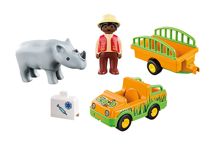 Playmobil 1.2.3 Zoo Vehicle with Rhino | Goseel Store