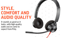 Poly Blackwire 3320 Stereo USB-C Headset – Microsoft Teams Certified, Noise-Canceling Mic, USB-C/A Adapter