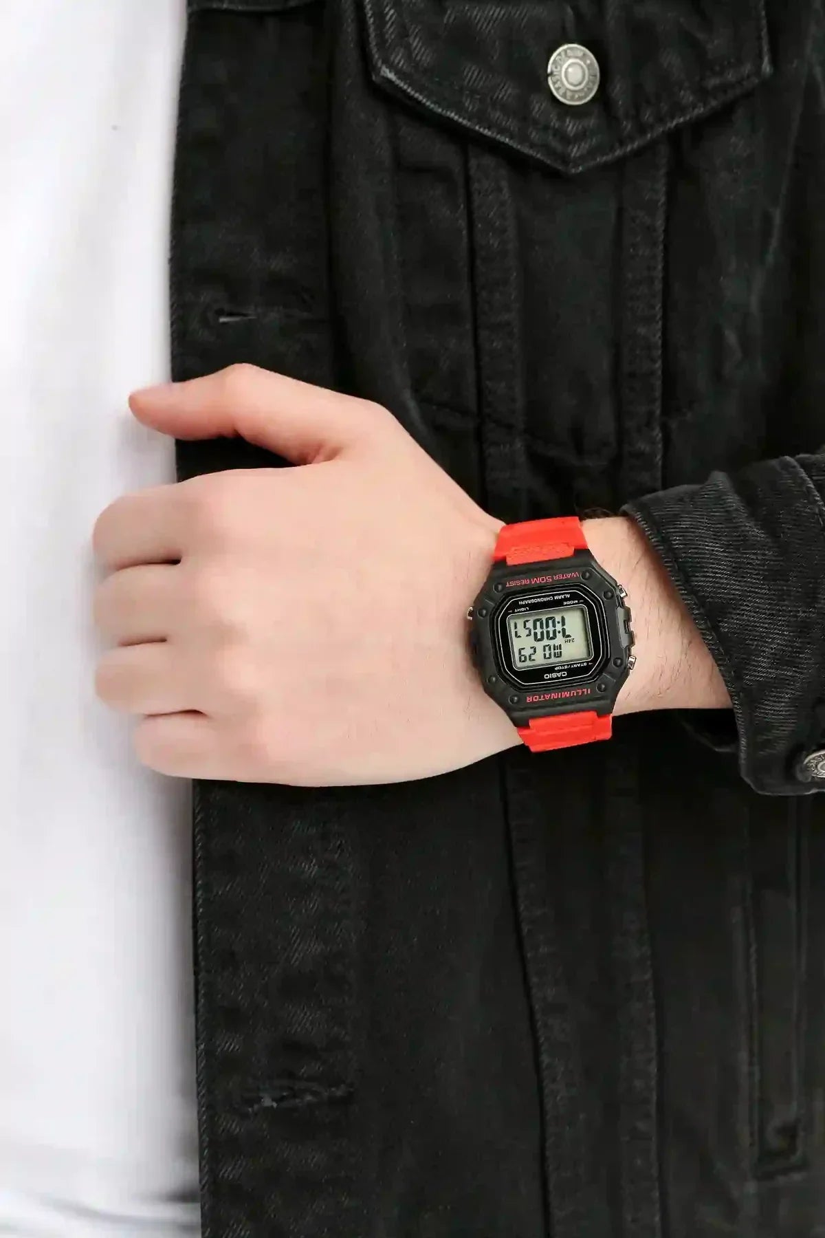 Casio, W-218H-4BVDF, Men's Watch - Red Resin Casio, W-218H-4BVDF, Men's Watch - Red Resin