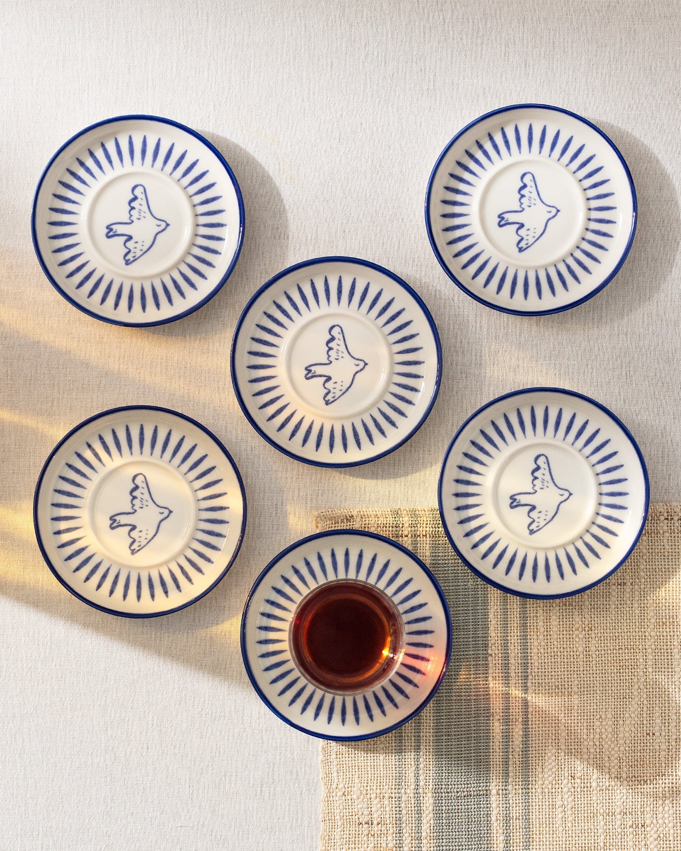 Grande Oiseau 6-piece Tea Glass Saucer Set - Madame Coco JO