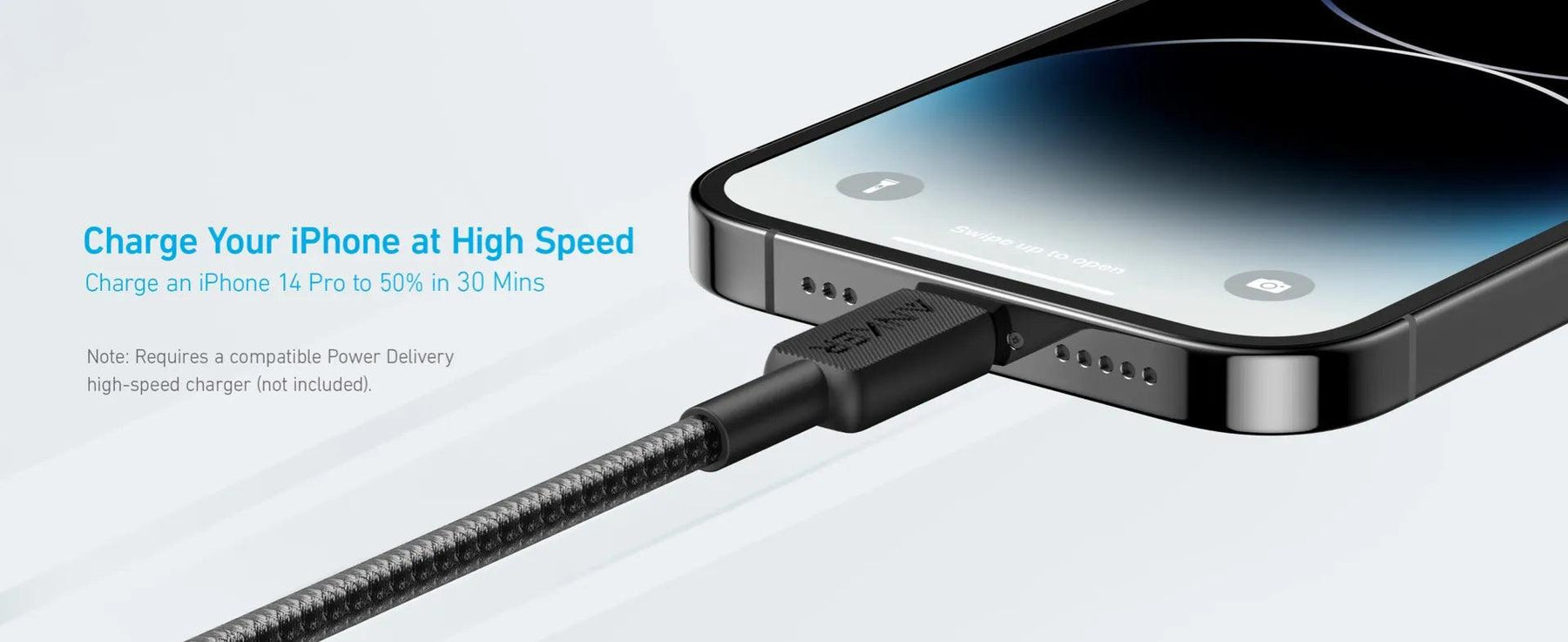 Anker 322 USB C to Lightning Cable 3ft Braided - Black Anker 322 USB C to Lightning Cable 3ft Braided - Black