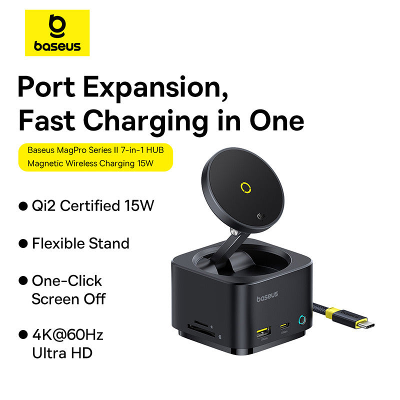 Baseus MagPro Series II 7-in-1 HUB - 15W Wireless Charging Baseus MagPro Series II 7-in-1 HUB - 15W Wireless Charging