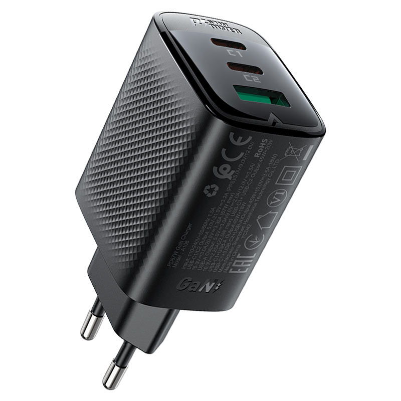 ACEFAST A108 PD67W Fast Charge Wall Charger (2xUSB-C + 1xUSB-A) EU Plug