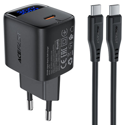 شاحن ACEFAST A115 GaN 30W مع شاشة LED وكابل USB-C