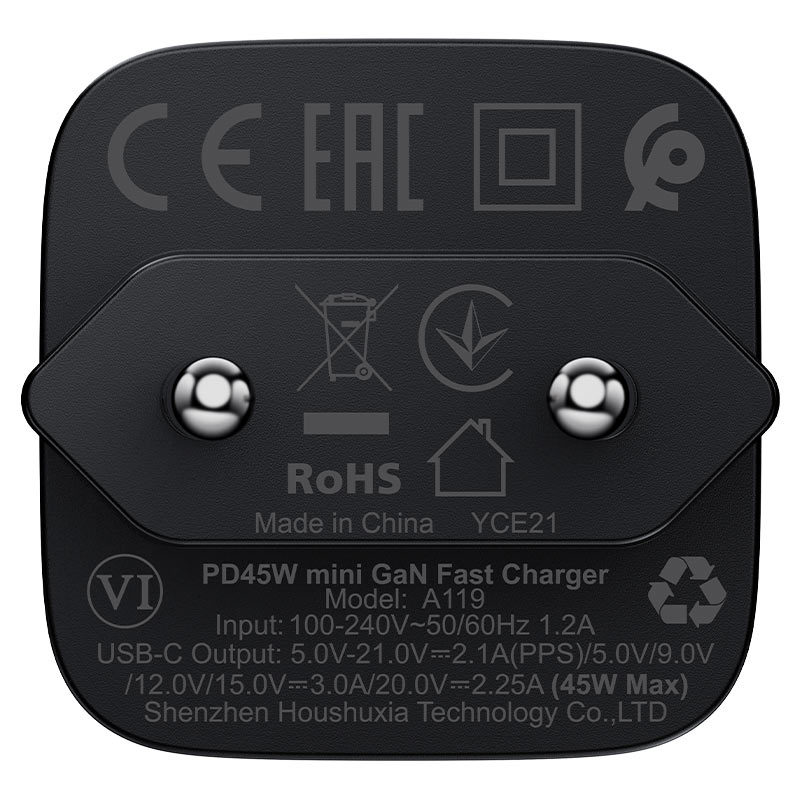 شاحن حائط سريع Acefast A119 PD45W GaN بمنفذ USB-C