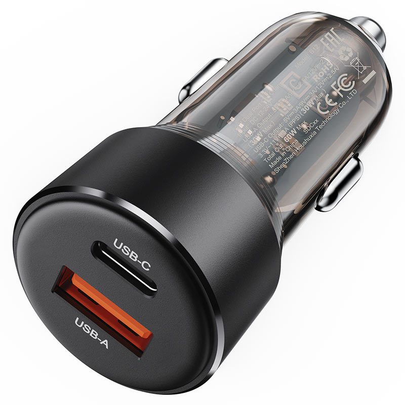 شاحن سيارة ACEFAST B12 60W – USB-C + USB-A