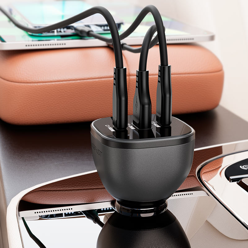 ACEFAST B14 165W PD3.1 Car Charger 3-Port (2×USB-C + USB-A)