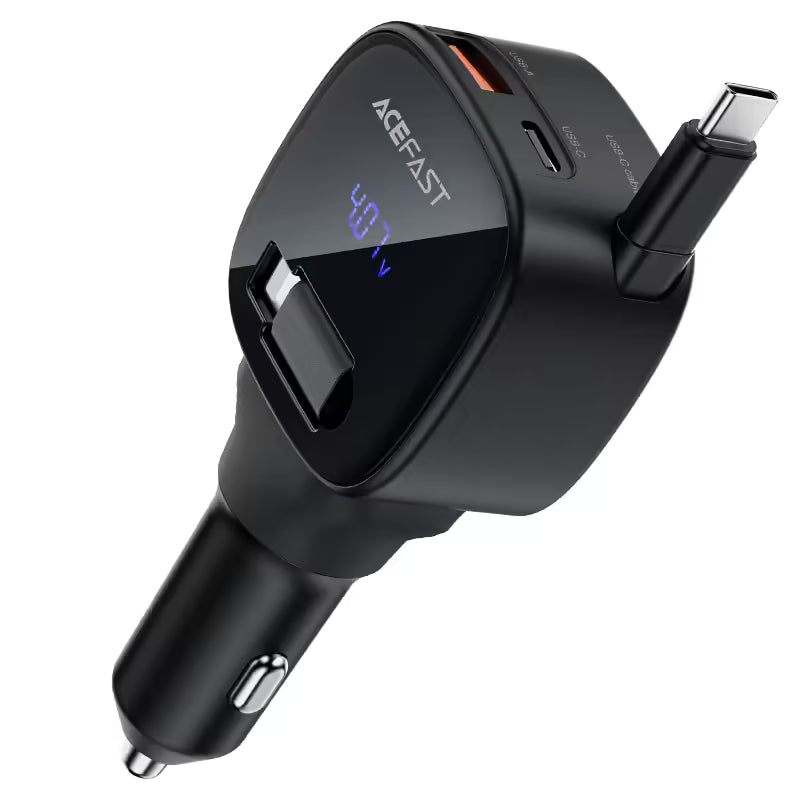 شاحن سيارة ACEFAST B17 سريع 95W مع كابل USB-C قابل للسحب