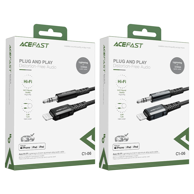 كيبل صوت Acefast C1-06 Lightning إلى 3.5 ملم للهواتف