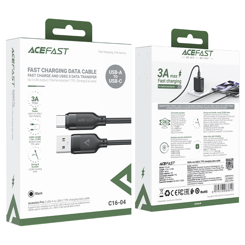 Acefast C16-04 USB-A to USB-C Charging & Data Cable Acefast C16-04 USB-A to USB-C Charging & Data Cable
