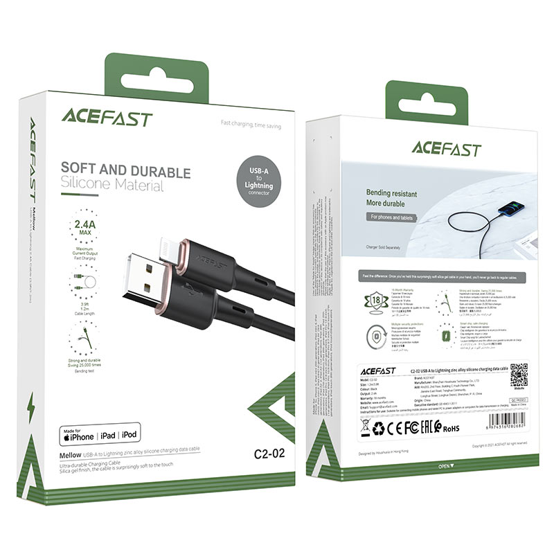 كيبل شحن Acefast C2-02 USB-A إلى Lightning لأجهزة iPhone