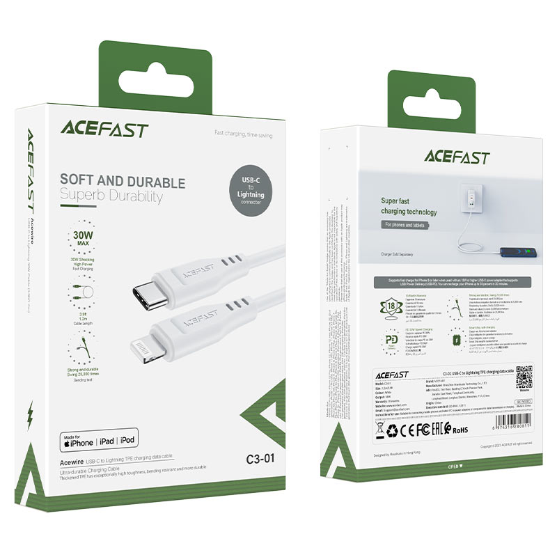 كيبل شحن Acefast C3-01 USB-C إلى Lightning معتمد