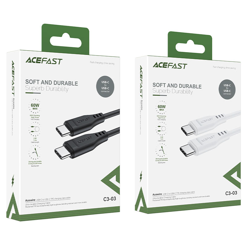 كيبل شحن Acefast C3-03 USB-C إلى USB-C سريع ومتوافق