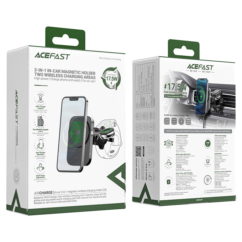 Acefast D18 15W Fast Wireless Car Charger & Magnetic Holder Acefast D18 15W Fast Wireless Car Charger & Magnetic Holder
