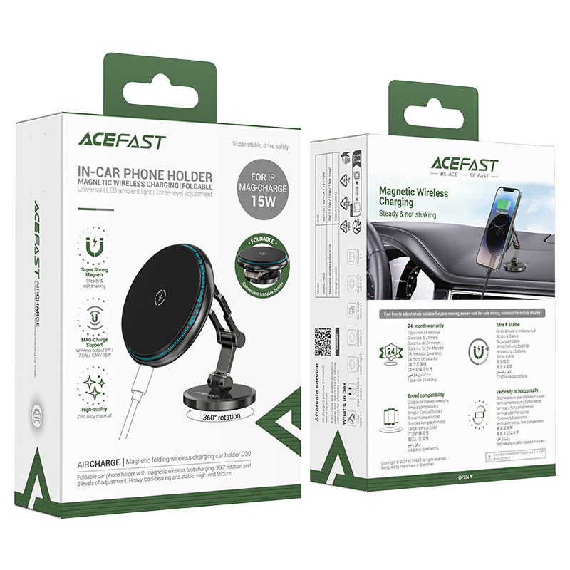 Acefast D30 Magnetic Wireless Car Charger – Fast Charging