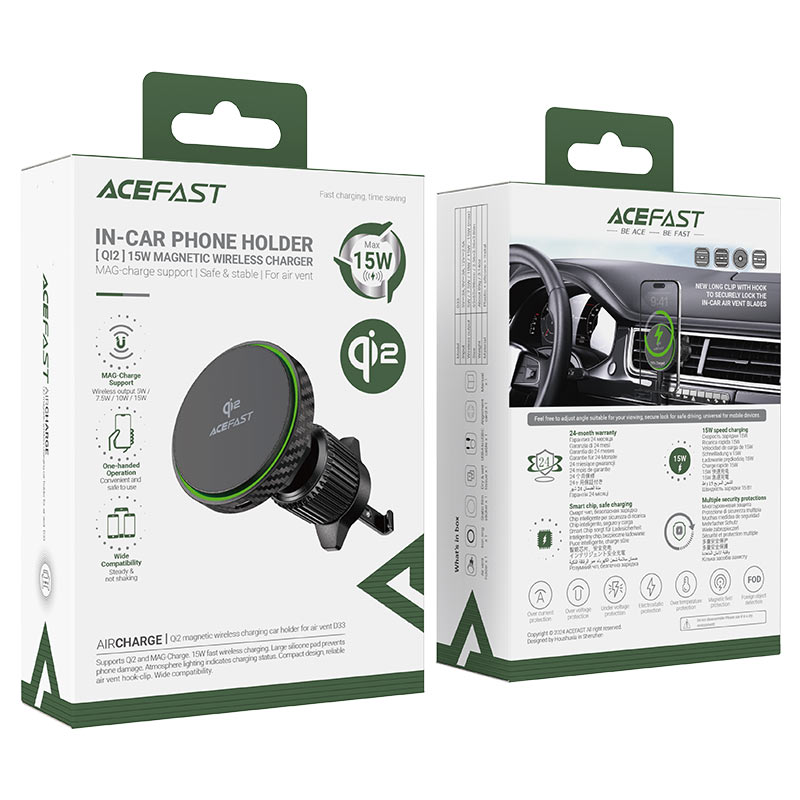 Acefast D33 Magnetic Qi2 Wireless Car Charger – Fast Charge