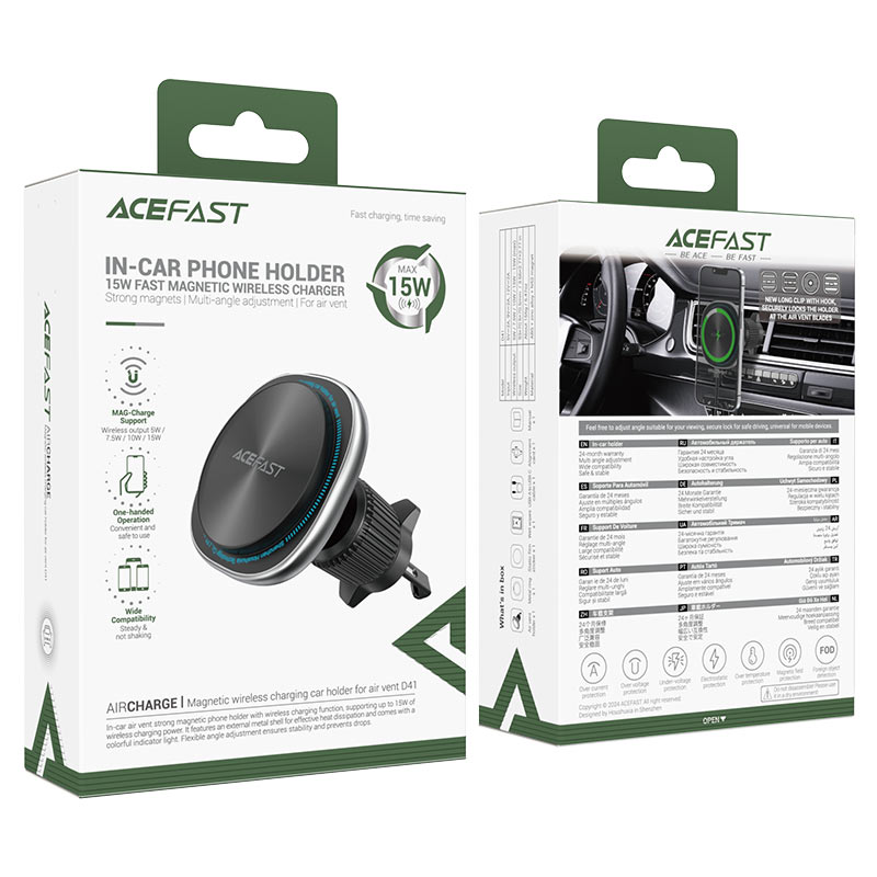 Acefast D41 Magnetic Wireless Car Charger – Fast Charge Acefast D41 Magnetic Wireless Car Charger – Fast Charge