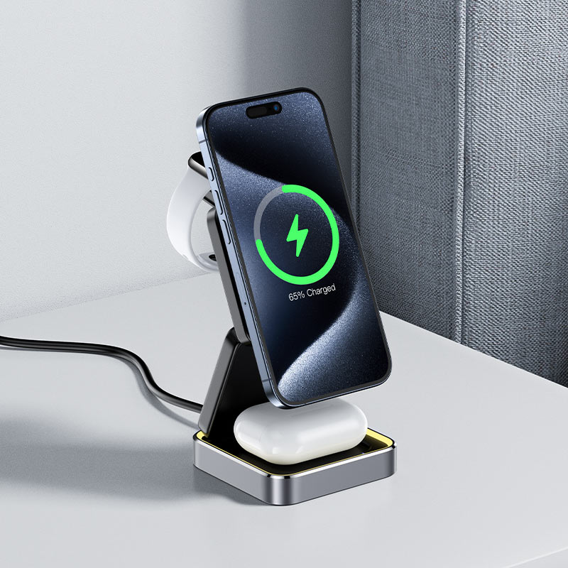 محطة شحن ACEFAST E20 لاسلكية 3 في 1 MAG-Charge 15W