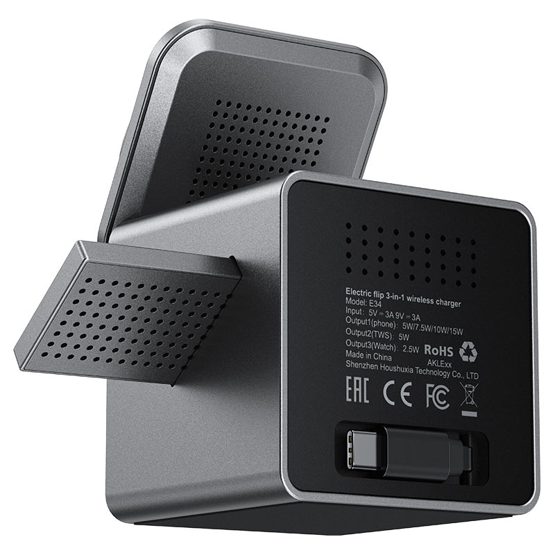 Acefast E34 3-in-1 Fast Wireless Charger Desktop Holder