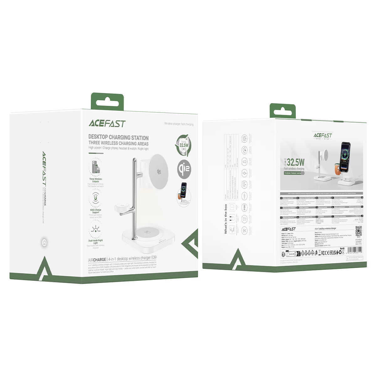 ACEFAST E39 4-in-1 Desktop Wireless Charging Station 32.5W Qi2.2 with Night Light