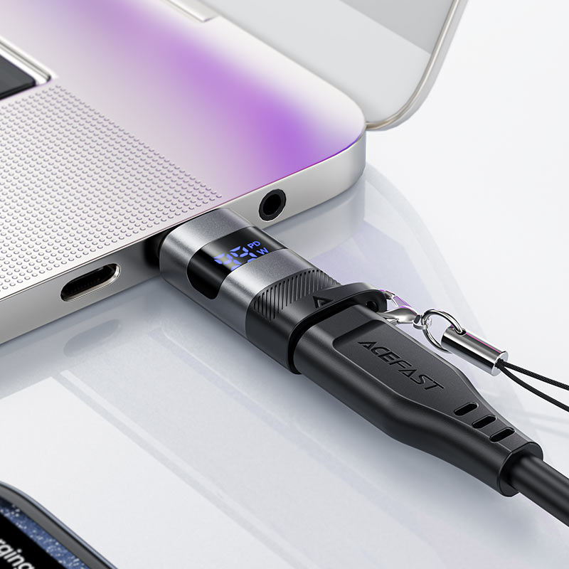 ACEFAST J9 USB-C to USB-C Adapter – 100W Charging, Digital Display, Plug & Play