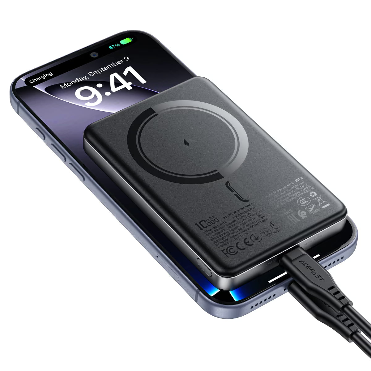 باور بنك ACEFAST M12 مغناطيسي 10000mAh شحن سريع 20W نحيف