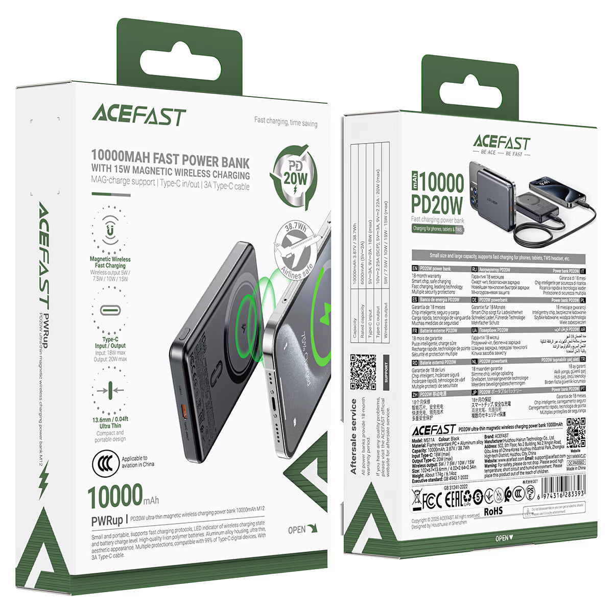 باور بنك ACEFAST M12 مغناطيسي 10000mAh شحن سريع 20W نحيف