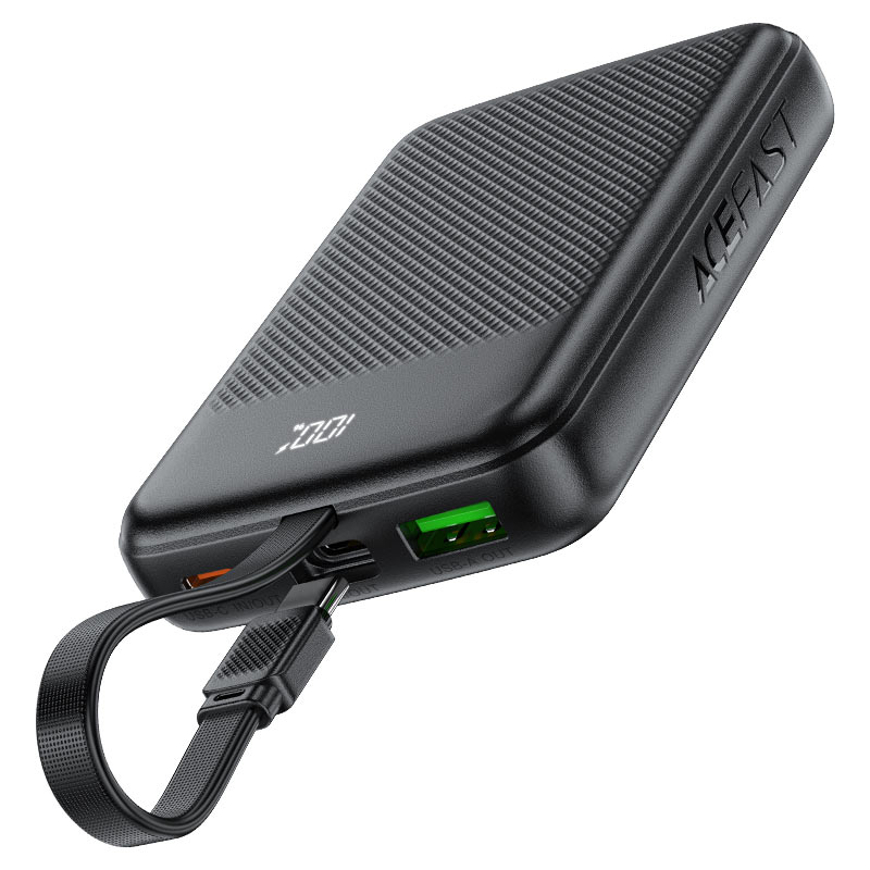 ACEFAST M13 Power Bank 10000mAh – PD 22.5W Fast Charge | Built-In USB-C Cable | USB-A | LED Display | Slim Design
