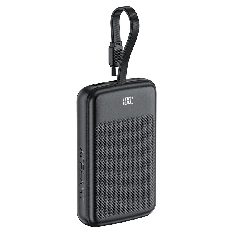 ACEFAST M13 Power Bank 10000mAh – PD 22.5W Fast Charge | Built-In USB-C Cable | USB-A | LED Display | Slim Design
