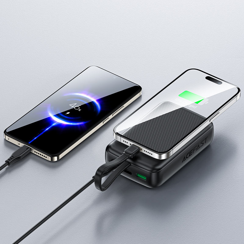 ACEFAST M14 Power Bank 20000mAh – PD 22.5W Fast Charge | Built-In USB-C Cable | USB-A | LED Display | Multiple Safety Protection