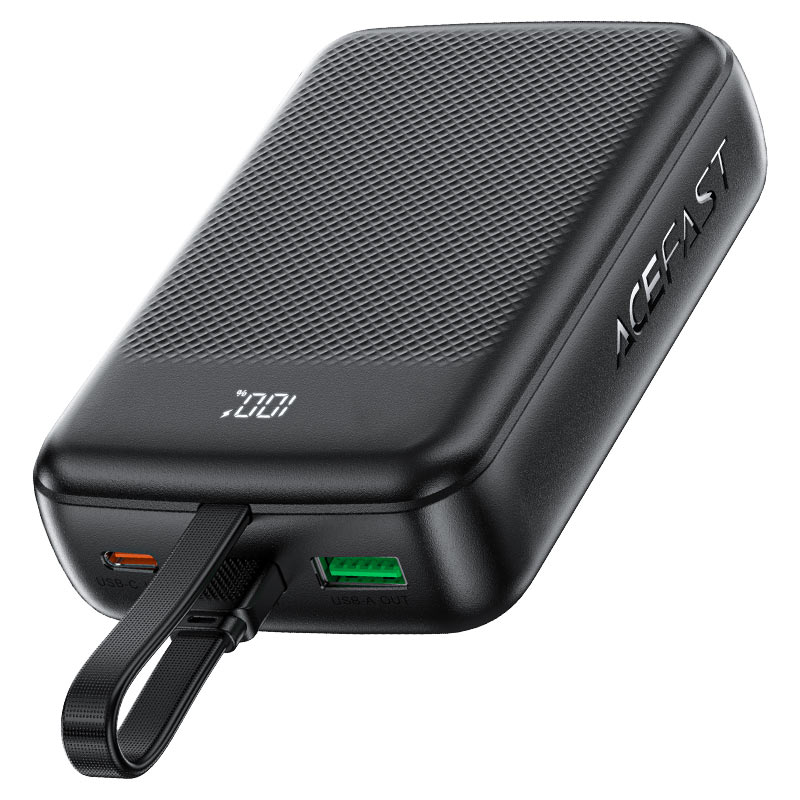 ACEFAST M14 Power Bank 20000mAh – PD 22.5W Fast Charge | Built-In USB-C Cable | USB-A | LED Display | Multiple Safety Protection