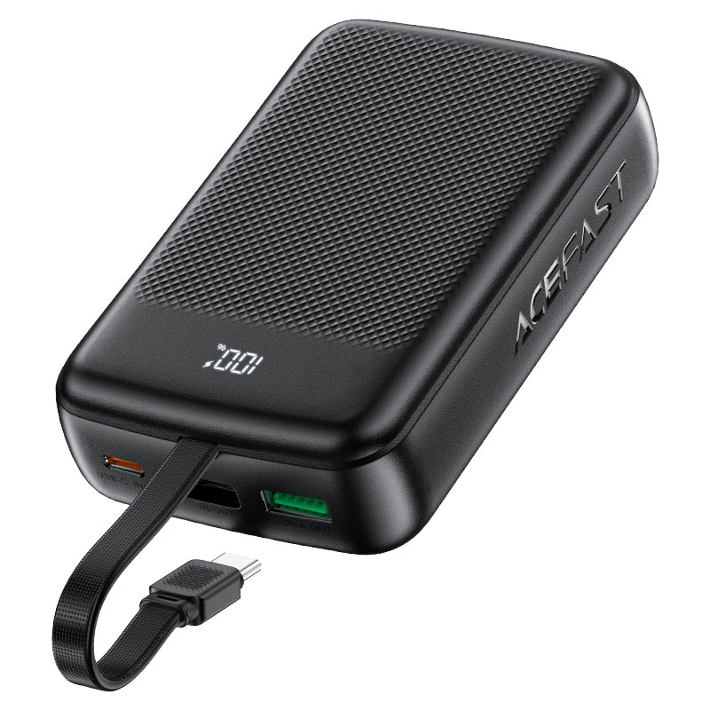 ACEFAST M14 Power Bank 20000mAh – PD 22.5W Fast Charge | Built-In USB-C Cable | USB-A | LED Display | Multiple Safety Protection