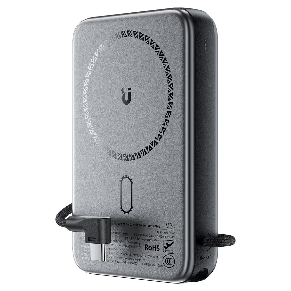 باور بنك ACEFAST M24 مغناطيسي 10000mAh حامل وكابل مدمج